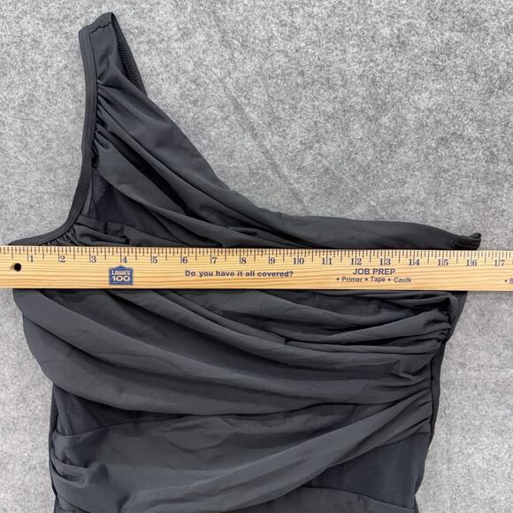 MiracleSuit Womens Jena One Shoulder One Piece Size 16 Black Mesh Slimming Beach - Picture 14 of 16